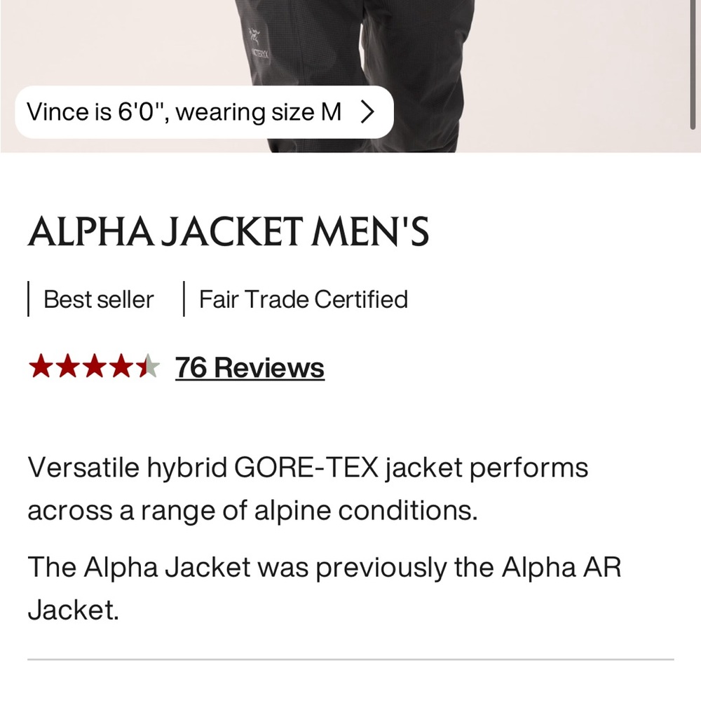 Arc'teryx Versatile Black Alpha Jacket - image 5